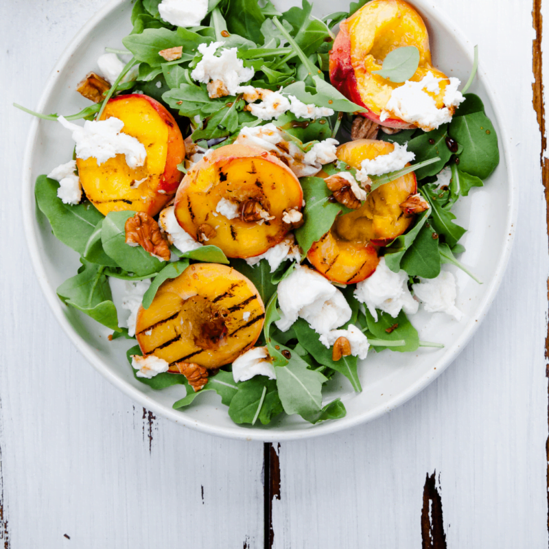 Green peach salad with feta