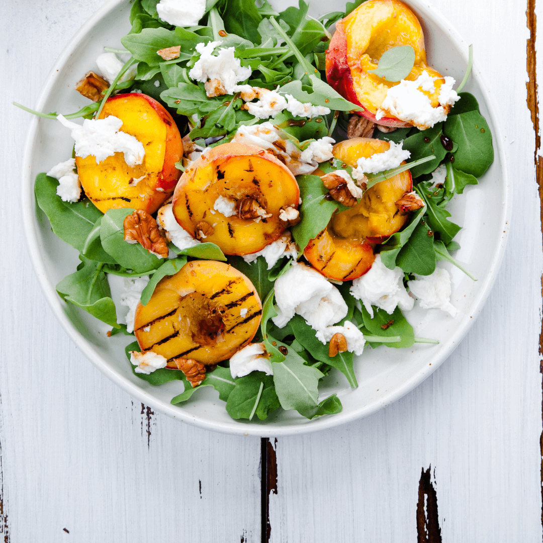 Green peach salad with feta