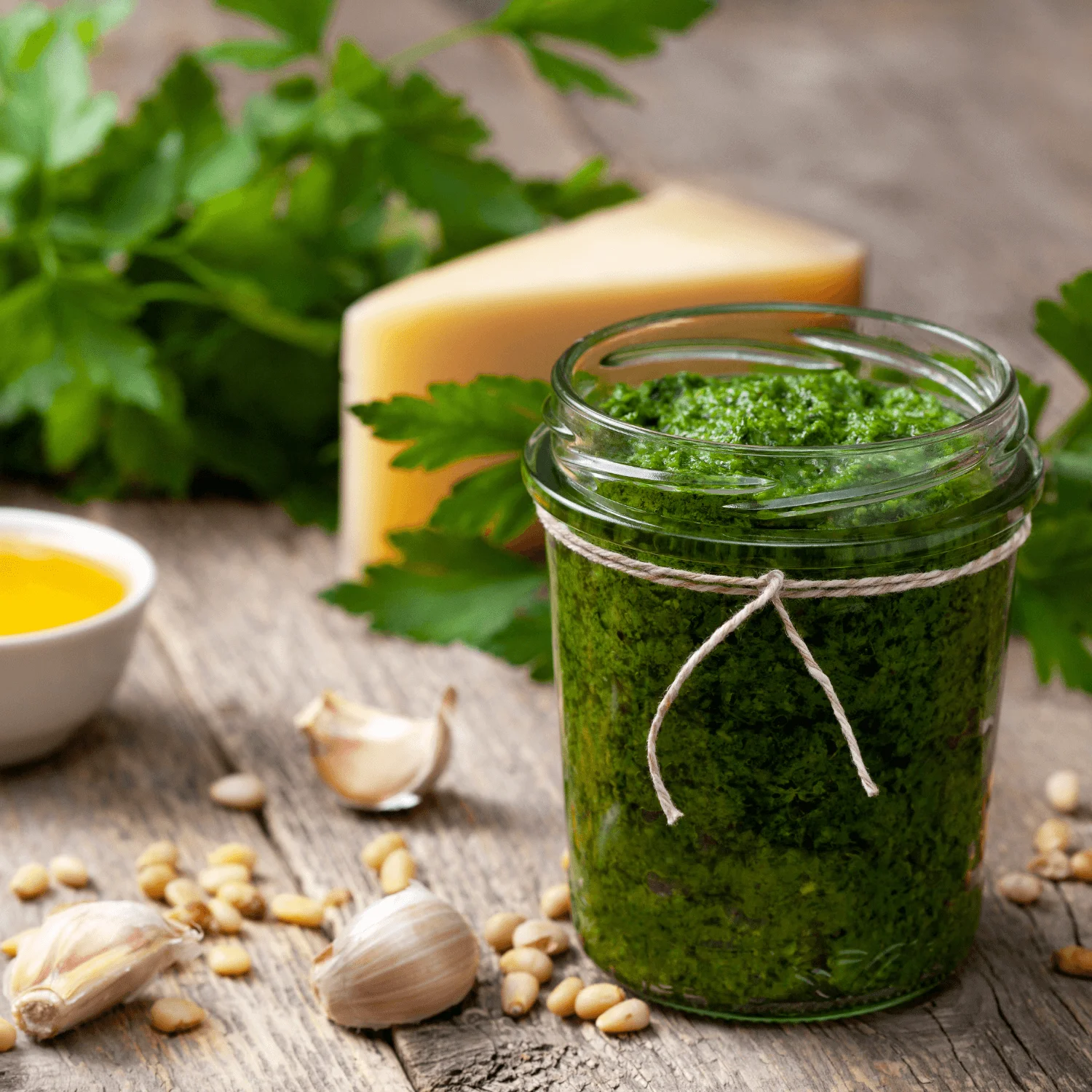 Grilled goat cheese parsley pesto