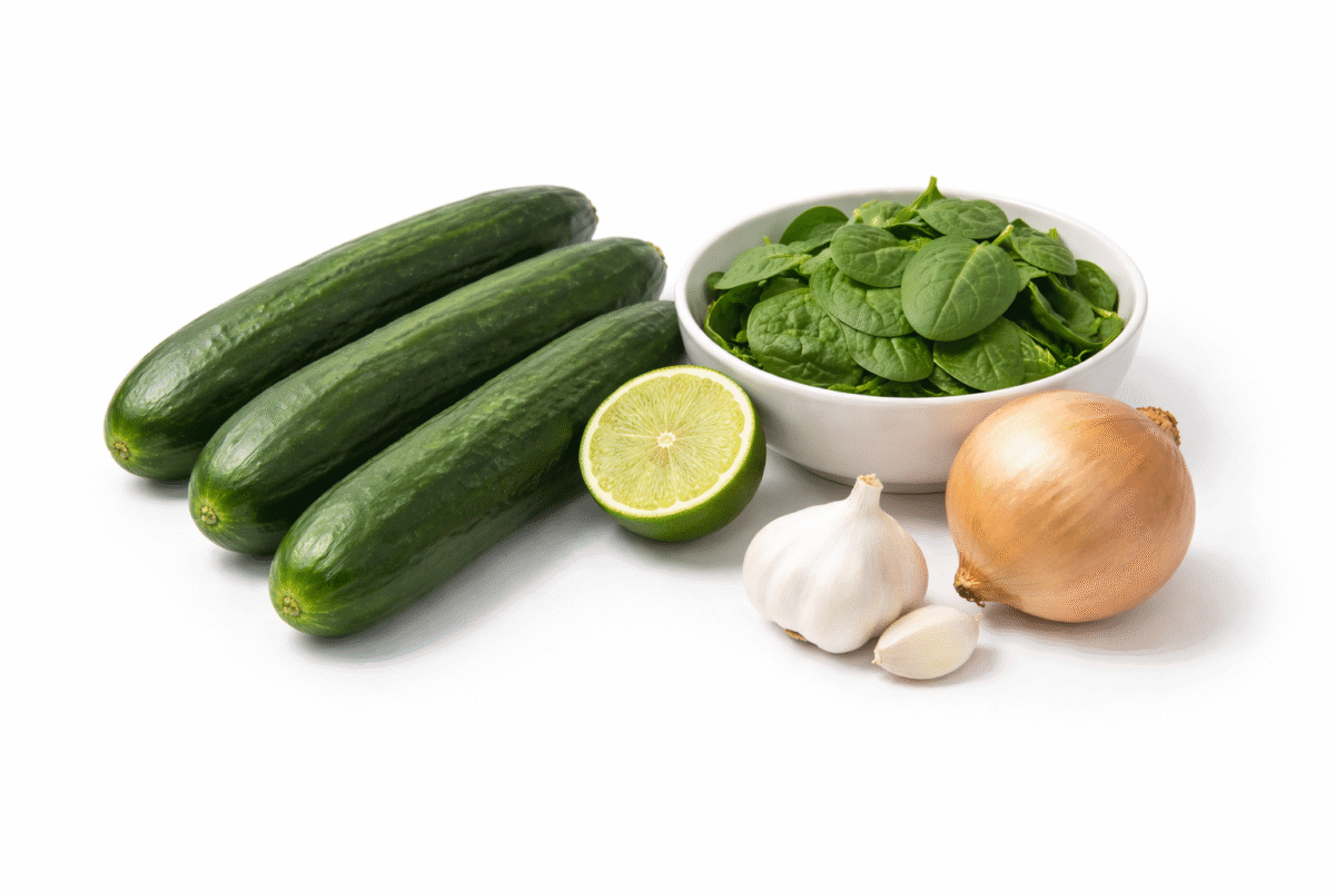 Cucumber and baby spinach summer soup